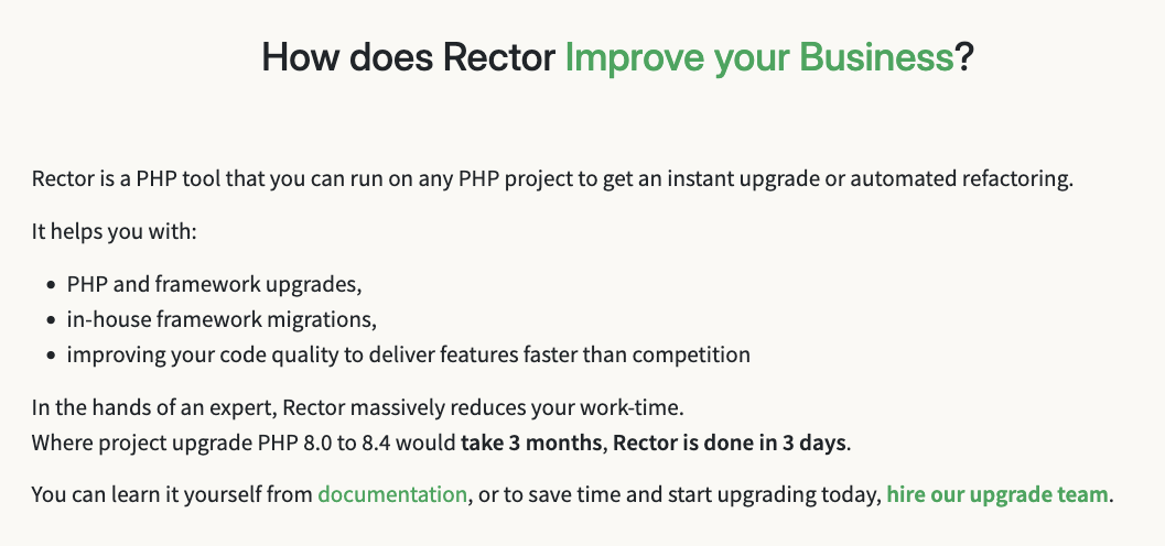 screen shot of get rector dot com